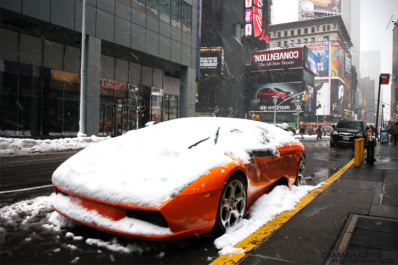 Illustration for article titled Lamborghini, Snow, Times Square, Today